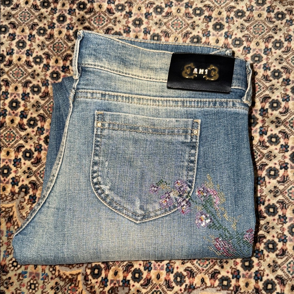 Ean 13 Denim Straight Leg Jeans with Swarovski Floral Detail